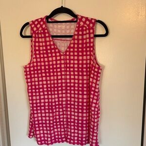 Lands' End Pink and White Patterned Top